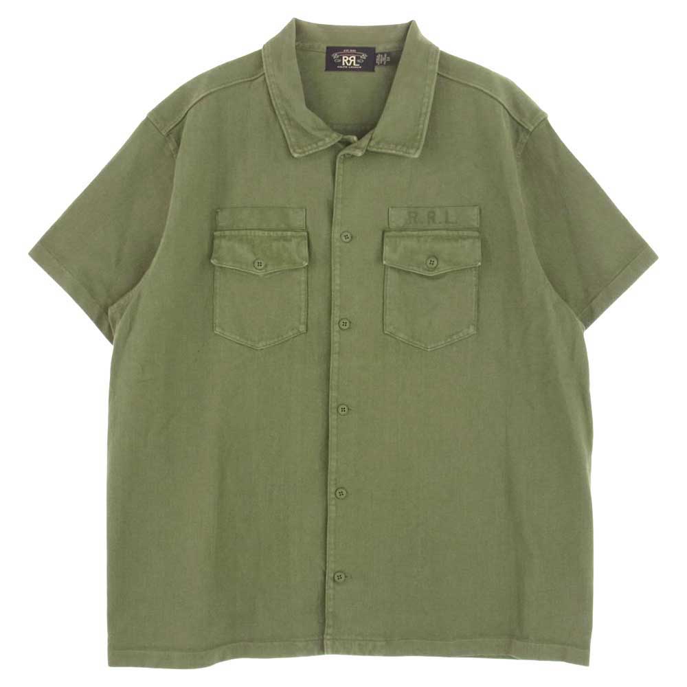RRL ダブルアールエル 国内正規品 782857069001 ショートスリーブ ヘリンボーン 半袖 ミリタリー シャツ カーキ系 XL【中古】