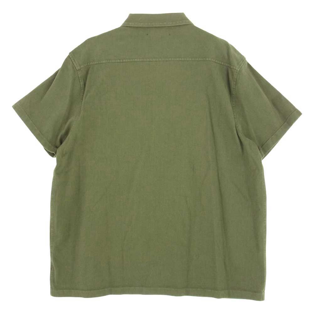 RRL ダブルアールエル 国内正規品 782857069001 ショートスリーブ ヘリンボーン 半袖 ミリタリー シャツ カーキ系 XL【中古】
