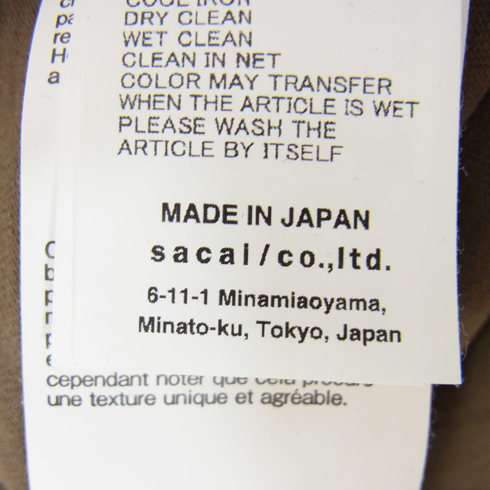 Sacai サカイ 22AW 22-02870M S Studs Pocket Tee ポケット Tシャツ 半袖 カーキ系 4【中古】