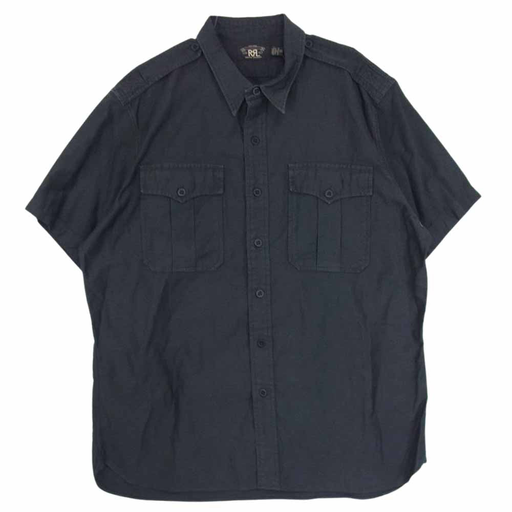 RRL ダブルアールエル 国内正規品 エポレット付 コットンリネン 半袖 ワークシャツ ブラック系 XXL【中古】