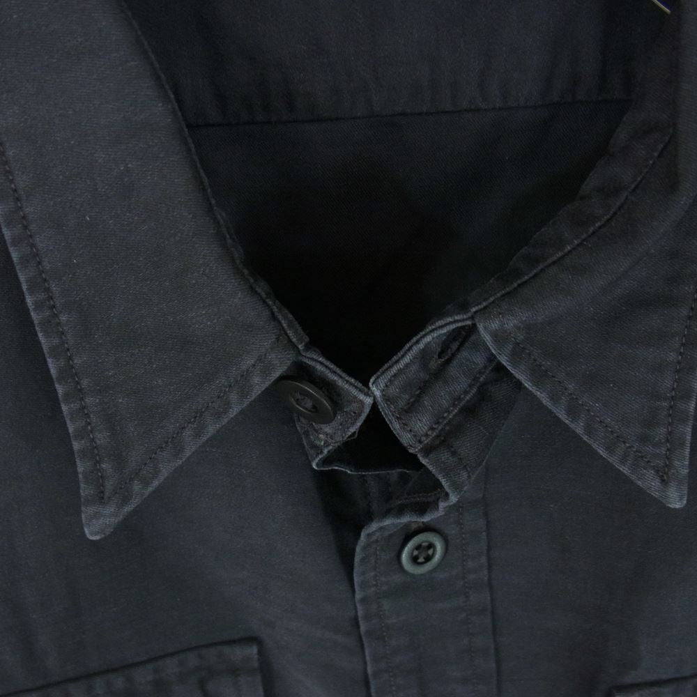 RRL ダブルアールエル 国内正規品 エポレット付 コットンリネン 半袖 ワークシャツ ブラック系 XXL【中古】