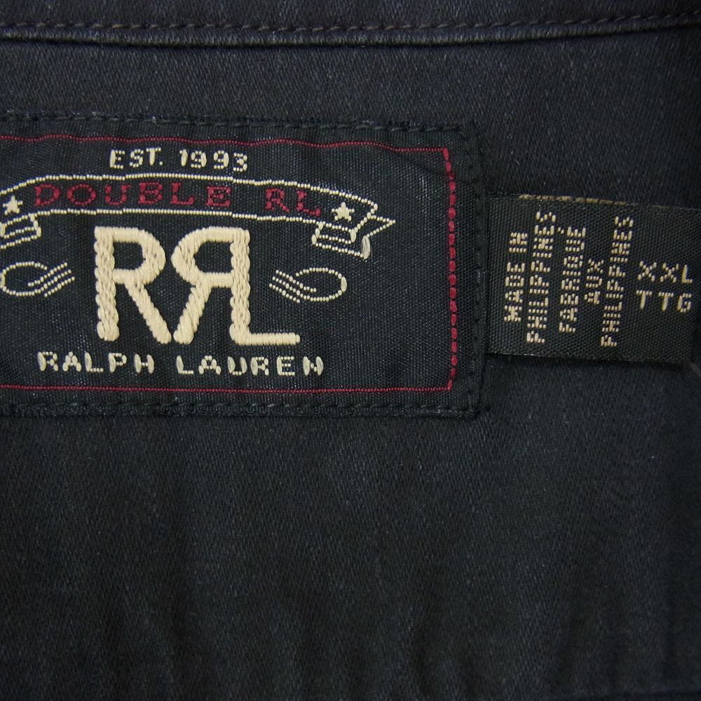 RRL ダブルアールエル 国内正規品 エポレット付 コットンリネン 半袖 ワークシャツ ブラック系 XXL【中古】