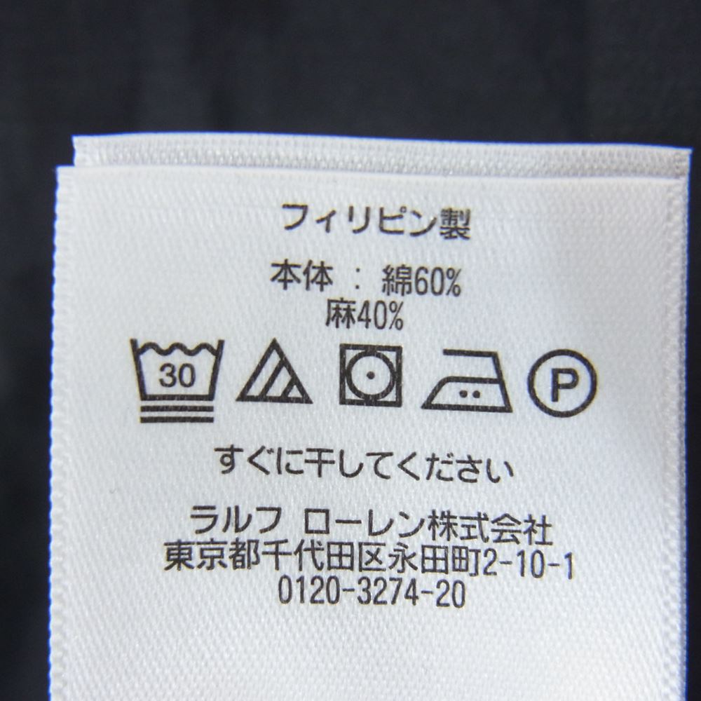 RRL ダブルアールエル 国内正規品 エポレット付 コットンリネン 半袖 ワークシャツ ブラック系 XXL【中古】