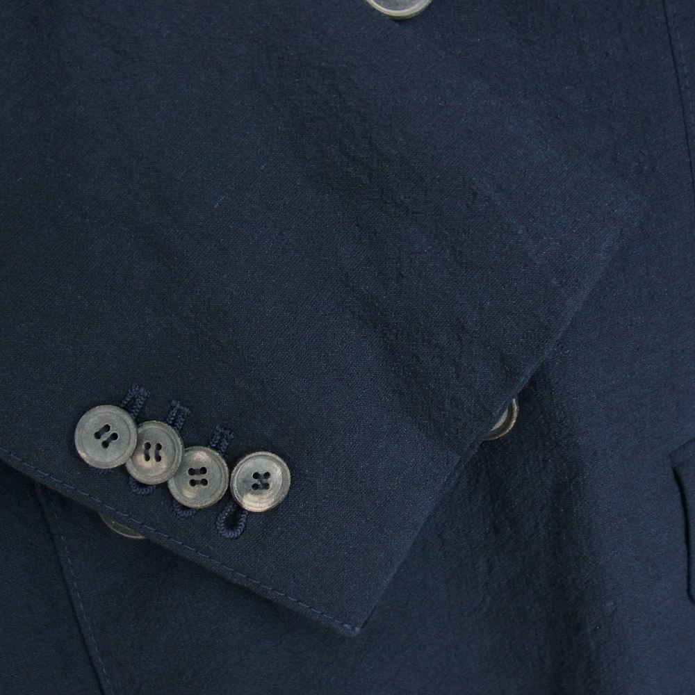 GIORGIO ARMANI ジョルジオアルマーニ 1SGGG0L3 イタリア製 リネン混 サマー ダブルブレスト テーラード ジャケット ネイビー系 56R【中古】