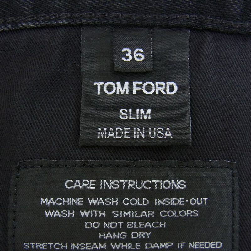 TOM FORD トムフォード TFD001 Slim Fit Jeans スリムフィットジーンズ デニム パンツ セルビッチ ストレッチ ブラック系 36【中古】