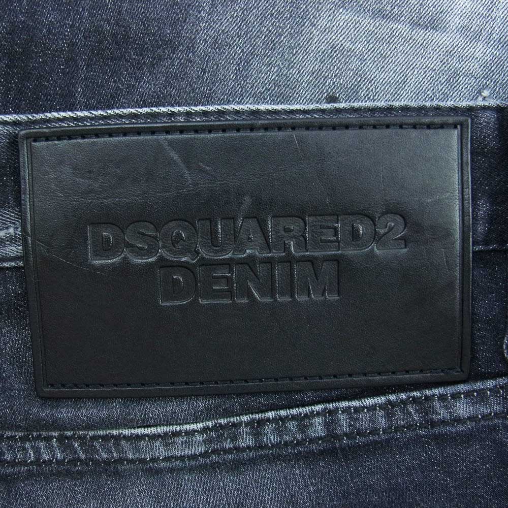 DSQUARED2 ディースクエアード S74LB1036S30503 ストレート レッグ ディストレスト ジーンズ ブラック ストレッチ  グレー系 56【中古】