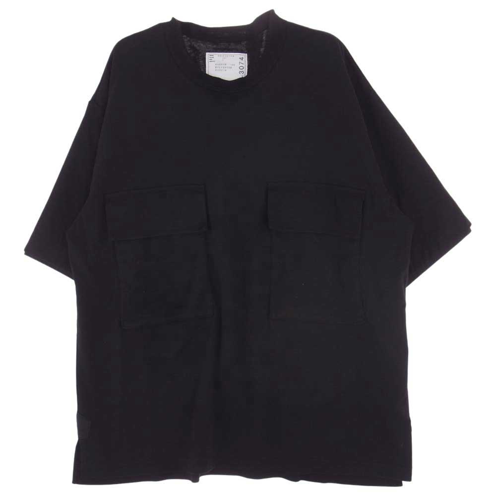 Sacai サカイ 23SS 23-03074M フラップ ポケット コットン Tシャツ ブラック系 4【美品】【中古】