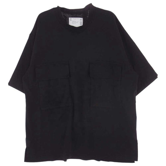 Sacai サカイ 23SS 23-03074M フラップ ポケット コットン Tシャツ ブラック系 4【美品】【中古】