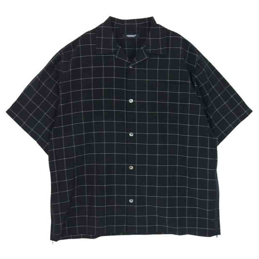 UNDERCOVER アンダーカバー 23SS UC1C4402-2 チェック SIDE ZIP 開襟 半袖シャツ シルク アセテート混 オープンカラー レーヨン シャツ ブラック系 4【中古】