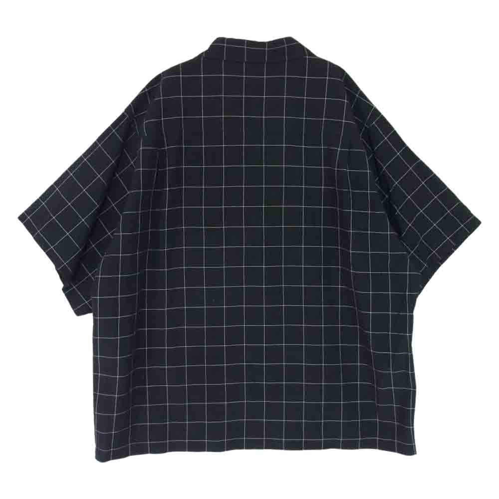 UNDERCOVER アンダーカバー 23SS UC1C4402-2 チェック SIDE ZIP 開襟 半袖シャツ シルク アセテート混 オープンカラー レーヨン シャツ ブラック系 4【中古】
