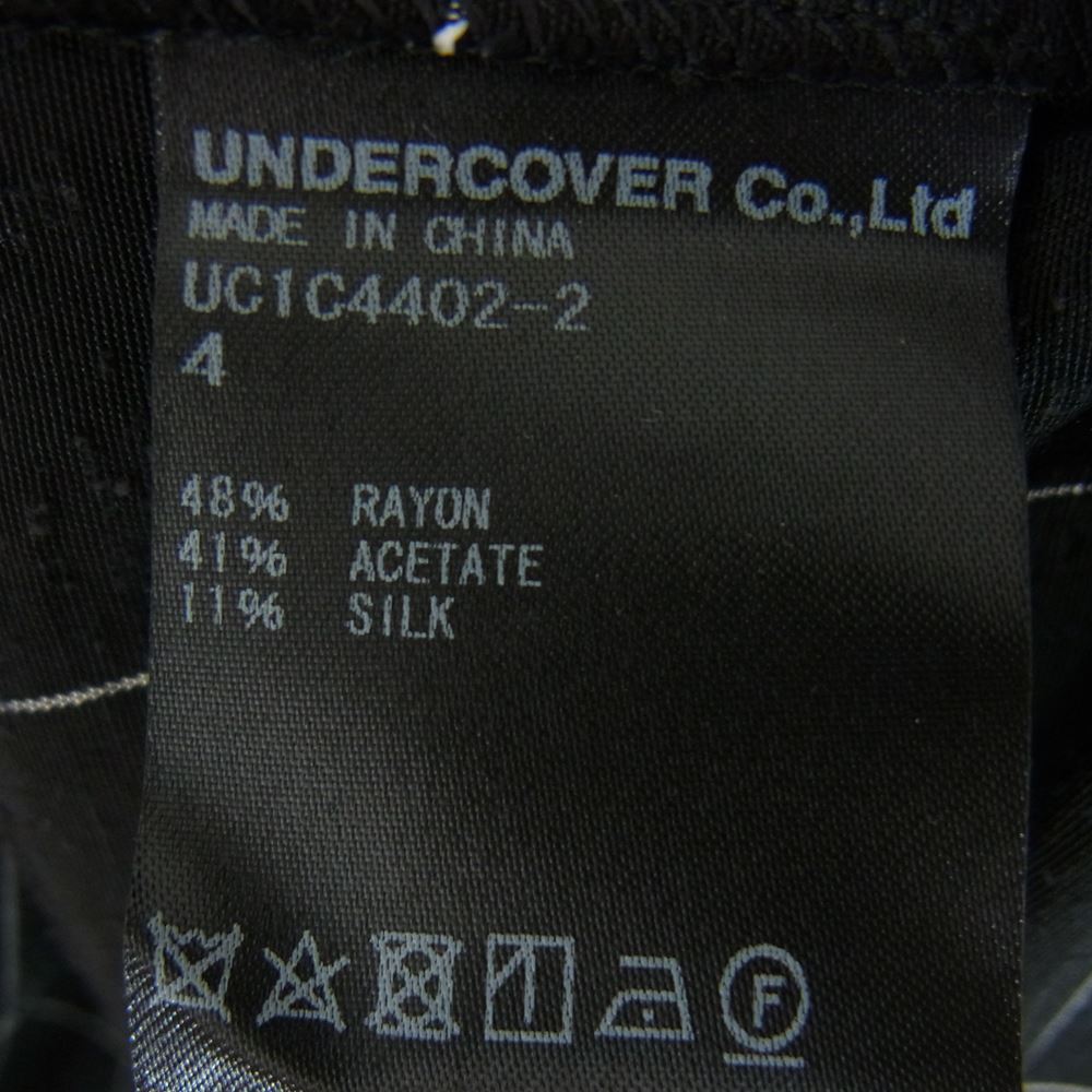 UNDERCOVER アンダーカバー 23SS UC1C4402-2 チェック SIDE ZIP 開襟 半袖シャツ シルク アセテート混 オープンカラー レーヨン シャツ ブラック系 4【中古】