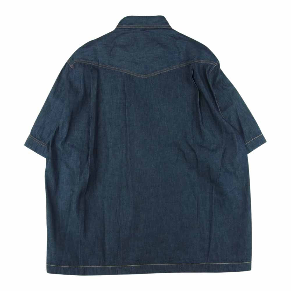 Sacai サカイ 22SS 22-02719M コットン デニム 半袖 シャツ 日本製 インディゴブルー系 4【美品】【中古】