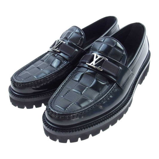 LOUIS VUITTON ルイ・ヴィトン 1A9HWJ ダミエ LVロゴ カーフレザー ローファー ブラック系 8.5【中古】