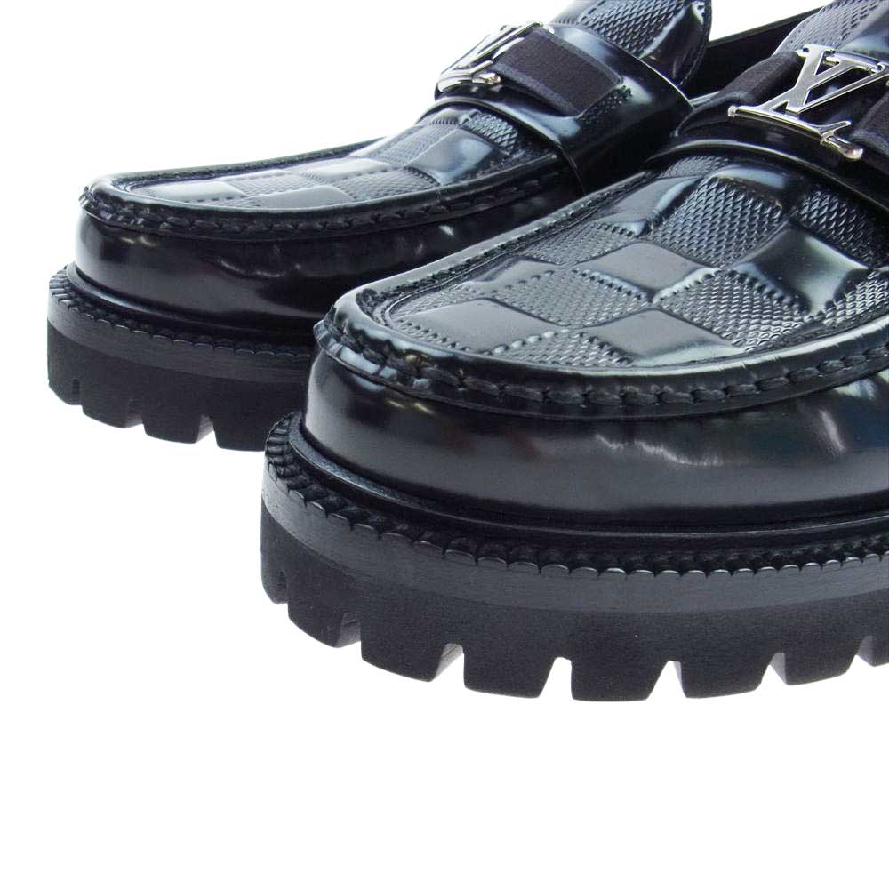 LOUIS VUITTON ルイ・ヴィトン 1A9HWJ ダミエ LVロゴ カーフレザー ローファー ブラック系 8.5【中古】