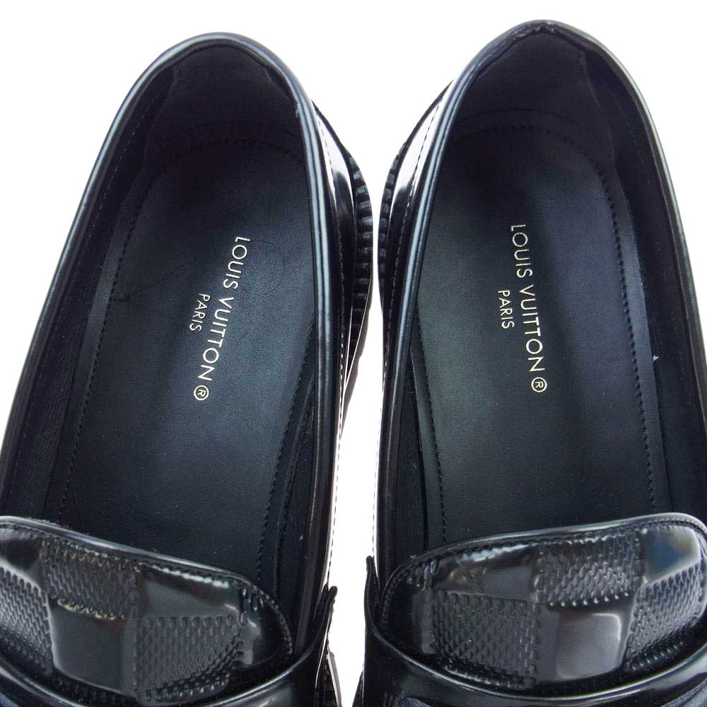 LOUIS VUITTON ルイ・ヴィトン 1A9HWJ ダミエ LVロゴ カーフレザー ローファー ブラック系 8.5【中古】