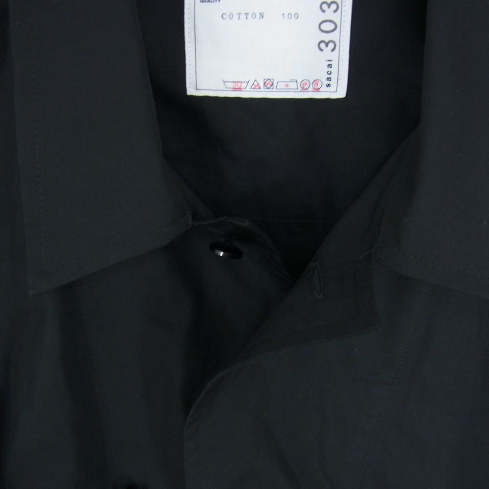 Sacai サカイ 23SS 23-03038 Thomas Mason トーマス メイソン Cotton Poplin L/S Shirt コットン シャツ ブラック系 4【中古】