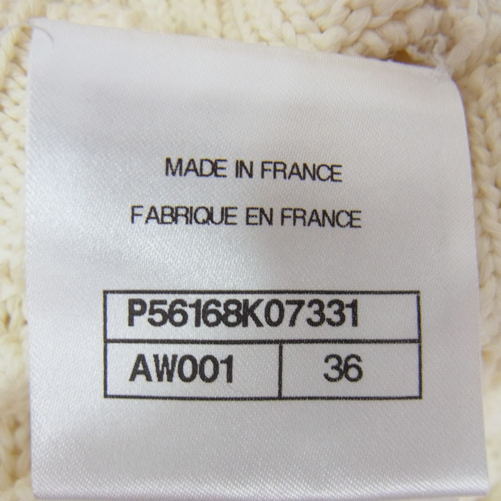 CHANEL シャネル P56168K07331 フランス製 コットン ニット ノースリーブ ワンピース オフホワイト系 36【中古】