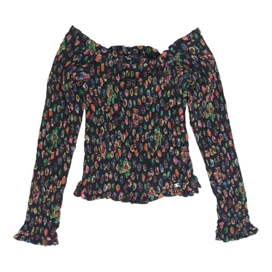 CHANEL シャネル 21SS P70157V48980 イタリア製 ミックスファイバー オフショルダー トップス ブラック系 36【中古】