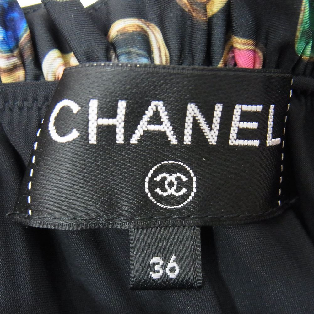 CHANEL シャネル 21SS P70157V48980 イタリア製 ミックスファイバー オフショルダー トップス ブラック系 36【中古】