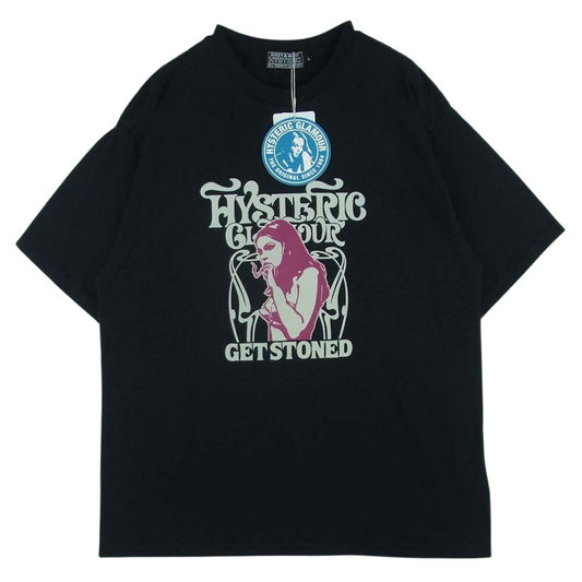 HYSTERIC GLAMOUR ヒステリックグラマー 23SS 02231CT42 GET STONED ゲット ストーンド 半袖 Tシャツ ブラック系 L【新古品】【未使用】【中古】