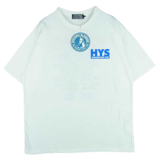 HYSTERIC GLAMOUR ヒステリックグラマー 23SS 02232CT01 SUMMER TIME FUN サマー タイム 半袖 Tシャツ ガール プリント ホワイト系 L【新古品】【未使用】【中古】