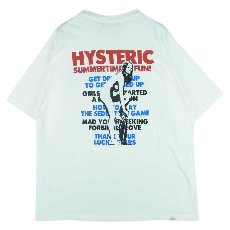 HYSTERIC GLAMOUR ヒステリックグラマー 23SS 02232CT01 SUMMER TIME FUN サマー タイム 半袖 Tシャツ ガール プリント ホワイト系 L【新古品】【未使用】【中古】