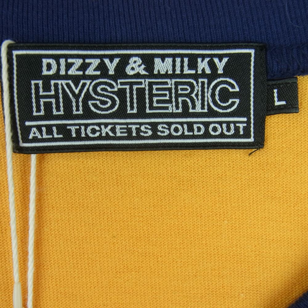 HYSTERIC GLAMOUR ヒステリックグラマー 23SS 02232CT08 TASTE OF HYSTERIC テイスト オブ ヒステリック リンガー 半袖 Tシャツ イエロー系 ネイビー系 L【新古品】【未使用】【中古】