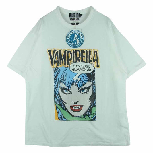 HYSTERIC GLAMOUR ヒステリックグラマー 23SS 02232CT07 VAMPIRELLA CAUGHT DEMONS ヴァンピレラ デーモン プリント 半袖 Tシャツ ホワイト系 L【新古品】【未使用】【中古】