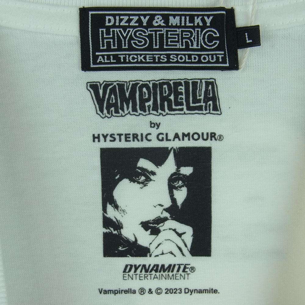 HYSTERIC GLAMOUR ヒステリックグラマー 23SS 02232CT07 VAMPIRELLA CAUGHT DEMONS ヴァンピレラ デーモン プリント 半袖 Tシャツ ホワイト系 L【新古品】【未使用】【中古】
