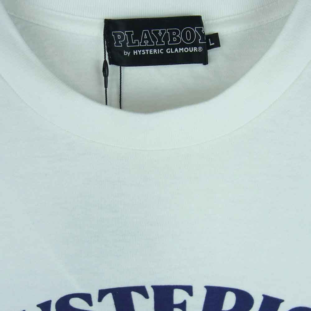 HYSTERIC GLAMOUR ヒステリックグラマー 23SS 02231CT33 PLAYBOY PB プレイボーイ ADVENTURES アドベンチャーズ 半袖 Tシャツ ホワイト系 L【新古品】【未使用】【中古】