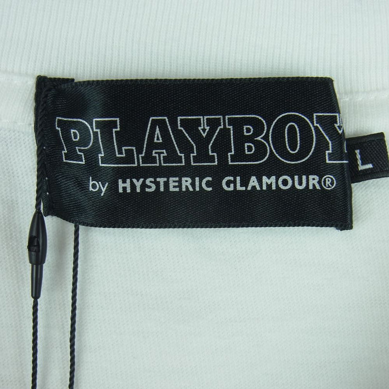 HYSTERIC GLAMOUR ヒステリックグラマー 23SS 02231CT33 PLAYBOY PB プレイボーイ ADVENTURES アドベンチャーズ 半袖 Tシャツ ホワイト系 L【新古品】【未使用】【中古】