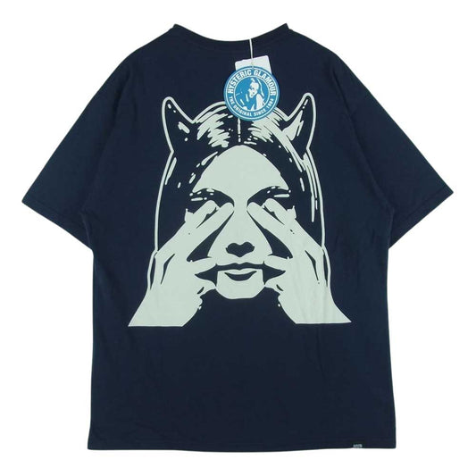 HYSTERIC GLAMOUR ヒステリックグラマー 23SS 02231CT44 SEE NO EVIL シー ノー イービル 半袖 Tシャツ ネイビー系 L【新古品】【未使用】【中古】