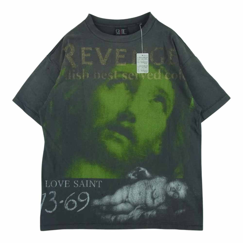 SAINT MICHAEL セントマイケル 23SS SM-S23-0000-085 ベルベルジン REVENGE リベンジ ヴィンテージ加工 半袖 Tシャツ グレー系 L【新古品】【未使用】【中古】
