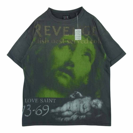 SAINT MICHAEL セントマイケル 23SS SM-S23-0000-085 ベルベルジン REVENGE リベンジ ヴィンテージ加工 半袖 Tシャツ グレー系 L【新古品】【未使用】【中古】