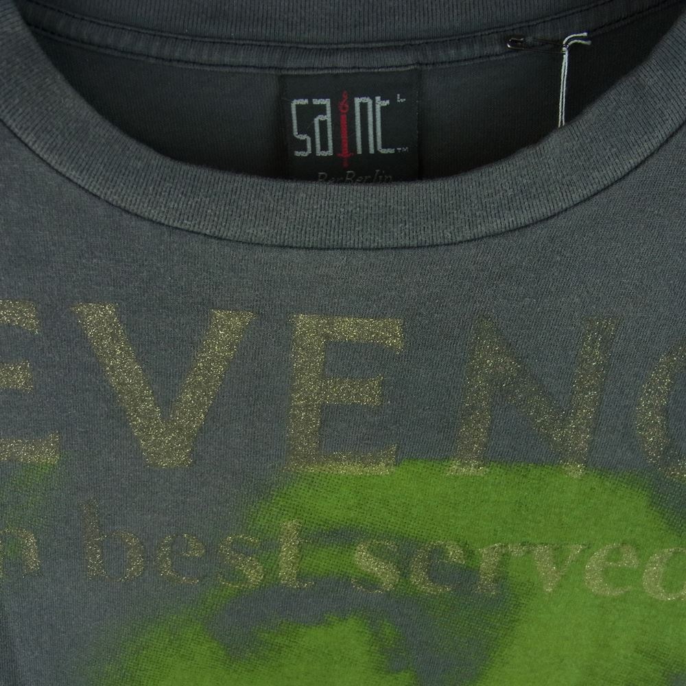 SAINT MICHAEL セントマイケル 23SS SM-S23-0000-085 ベルベルジン REVENGE リベンジ ヴィンテージ加工 半袖 Tシャツ グレー系 L【新古品】【未使用】【中古】