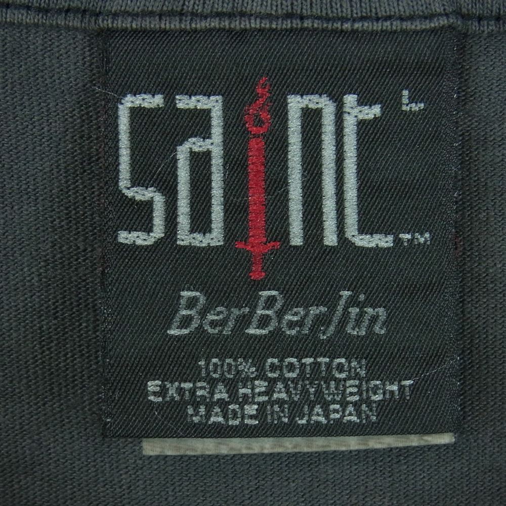 SAINT MICHAEL セントマイケル 23SS SM-S23-0000-085 ベルベルジン REVENGE リベンジ ヴィンテージ加工 半袖 Tシャツ グレー系 L【新古品】【未使用】【中古】