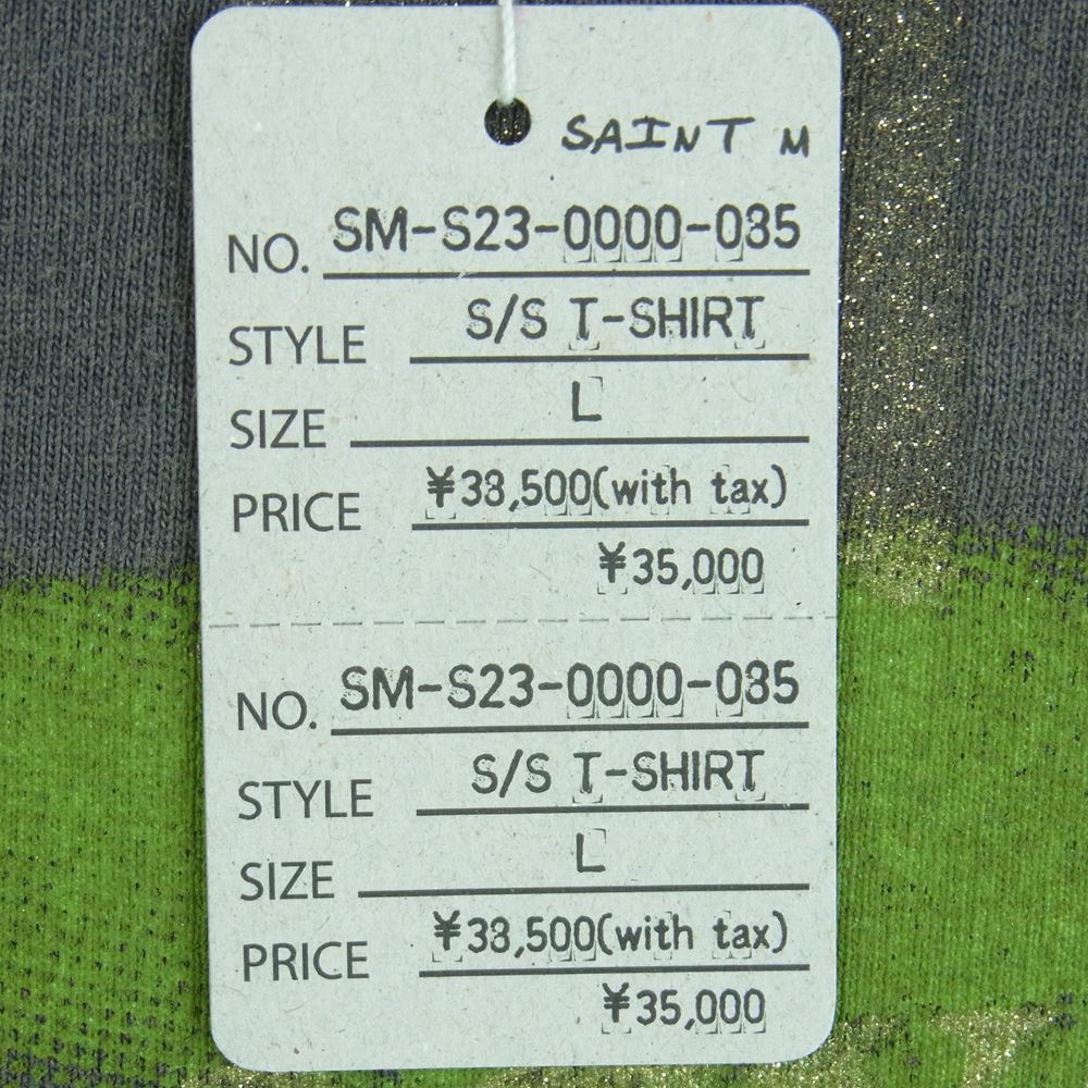 SAINT MICHAEL セントマイケル 23SS SM-S23-0000-085 ベルベルジン REVENGE リベンジ ヴィンテージ加工 半袖 Tシャツ グレー系 L【新古品】【未使用】【中古】