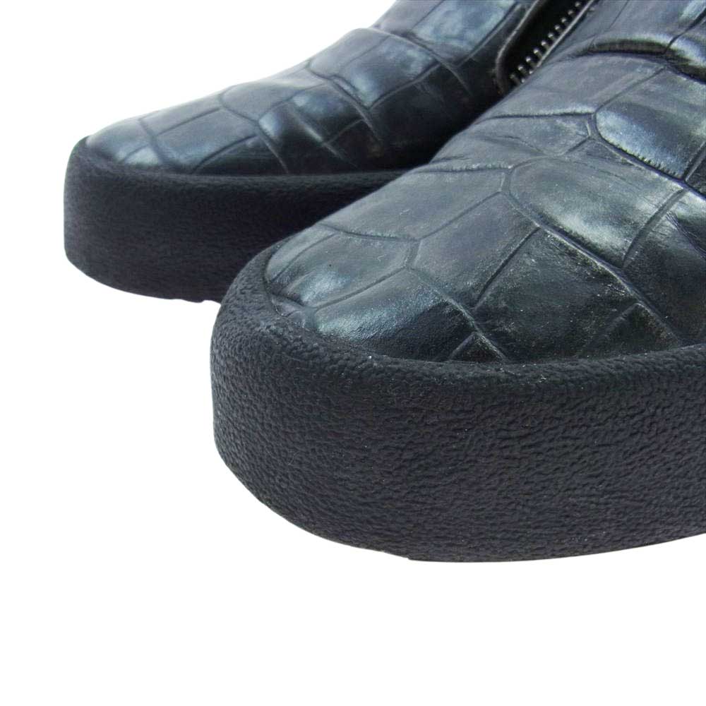ジュゼッペザノッティ クロコ型押し レザー ジップ スリッポン スニーカー ブラック系 41【中古】