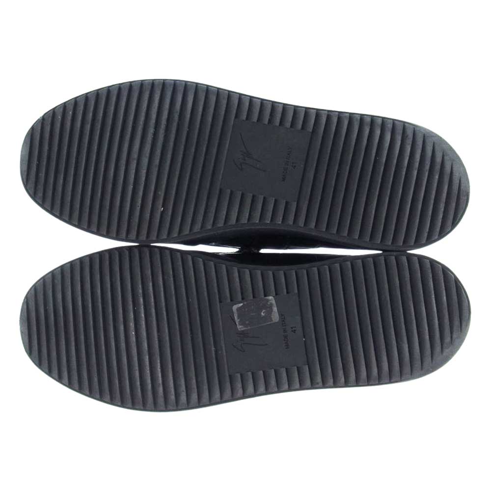 ジュゼッペザノッティ クロコ型押し レザー ジップ スリッポン スニーカー ブラック系 41【中古】