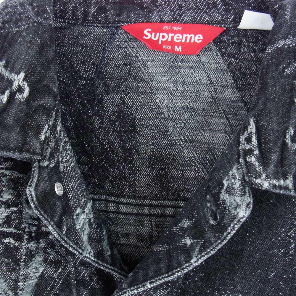 Supreme シュプリーム 23SS Archive Denim Jacquard Trucker Jacket Black Medium ジャガード トラッカー デニムジャケット  ブラック系 M【新古品】【未使用】【中古】