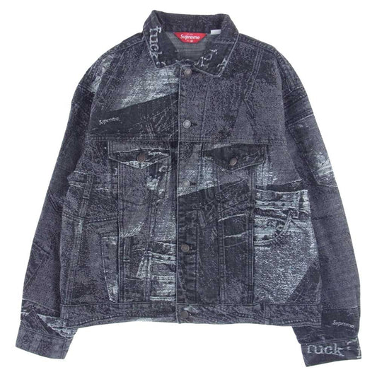 Supreme シュプリーム 23SS Archive Denim Jacquard Trucker Jacket Black Medium ジャガード トラッカー デニムジャケット ブラック系 M【新古品】【未使用】【中古】