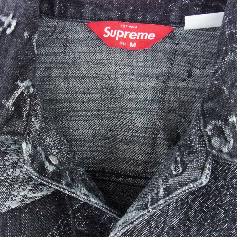 Supreme シュプリーム 23SS Archive Denim Jacquard Trucker Jacket Black Medium ジャガード トラッカー デニムジャケット ブラック系 M【新古品】【未使用】【中古】