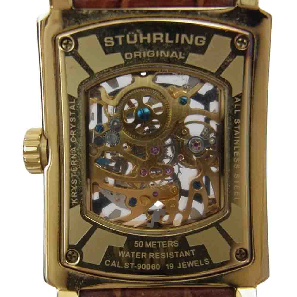 ストゥーリングオリジナル CAL ST-90060 Automatic Skeleton Watch 19 Jewels オートマチック 腕時計 ゴールド系 ブラウン系【中古】