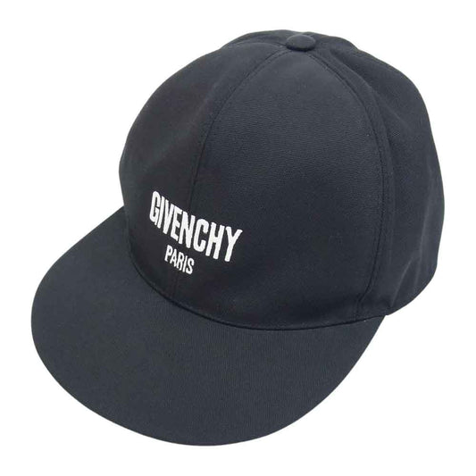 GIVENCHY ジバンシィ バイザー裏 チェック 刺繍 ロゴ キャップ ブラック系【中古】