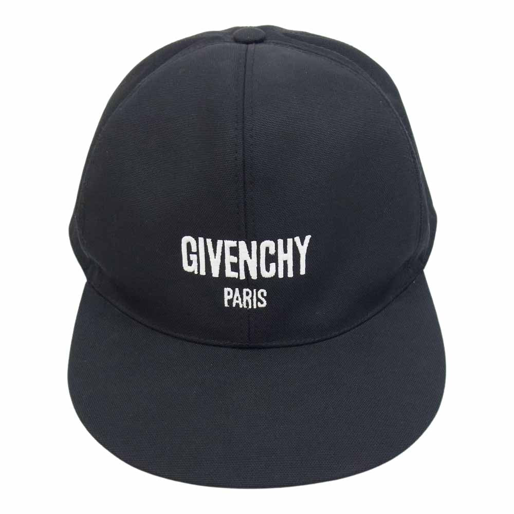 GIVENCHY ジバンシィ バイザー裏 チェック 刺繍 ロゴ キャップ ブラック系【中古】