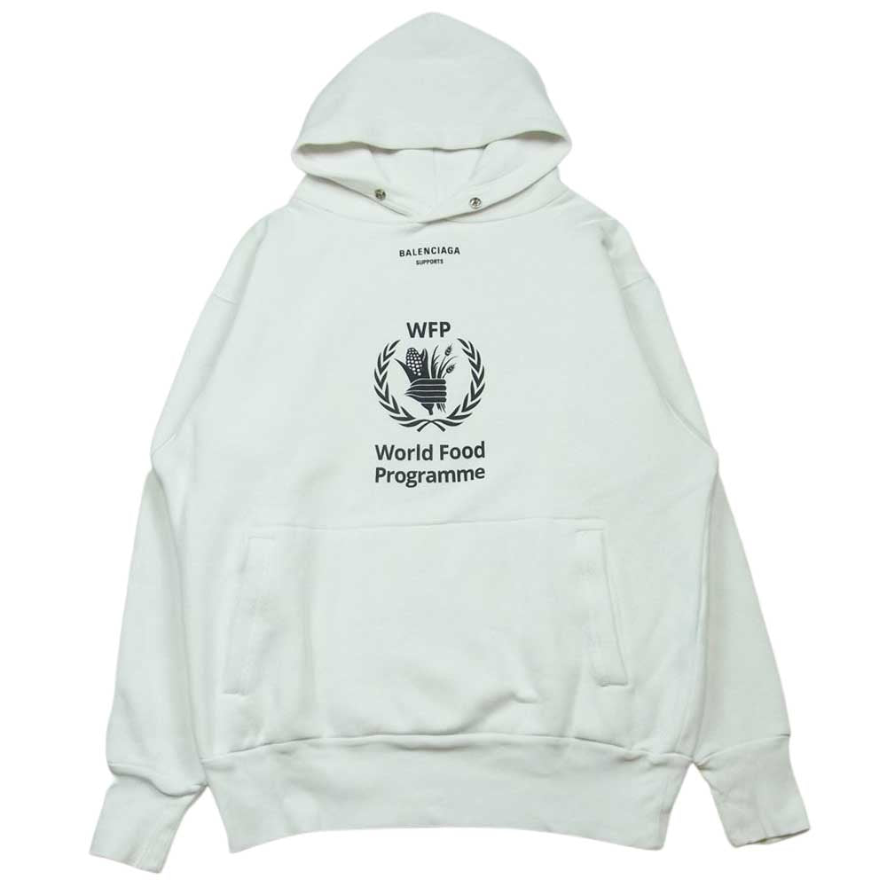 BALENCIAGA バレンシアガ 541709 TCV34 WFP ロゴプリント プルオーバー パーカー ポルトガル製 ホワイト系 XS【中古】
