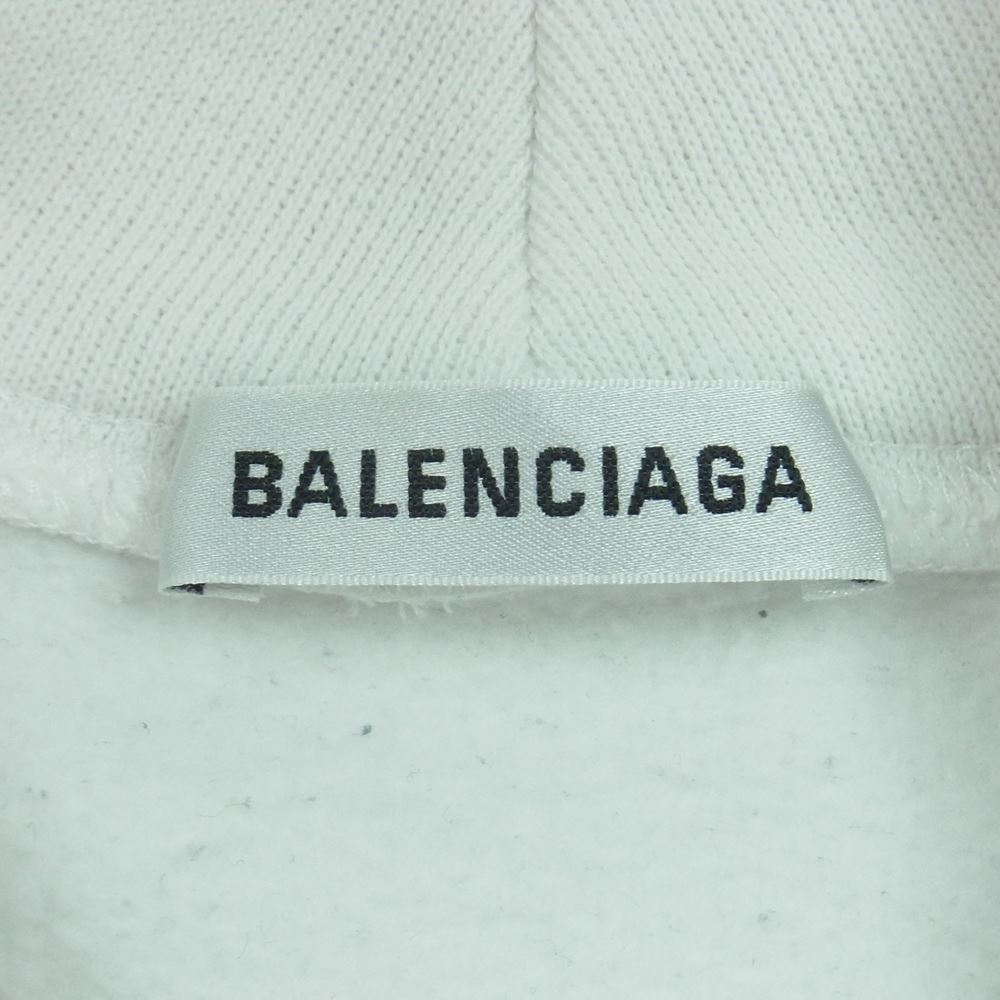 BALENCIAGA バレンシアガ 541709 TCV34 WFP ロゴプリント プルオーバー パーカー ポルトガル製 ホワイト系 XS【中古】