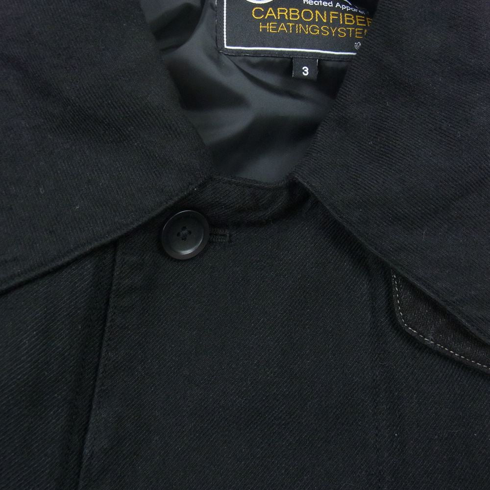 ISAMUKATAYAMA BACKLASH イサムカタヤマバックラッシュ × RiBLE 2021-02 Wool Cotton Linen Twill Garment Natural Dyed + Electric Heating Lining Overcoat. Sumi 着脱化 ライナー付 ウール コート ブラック系 F【中古】