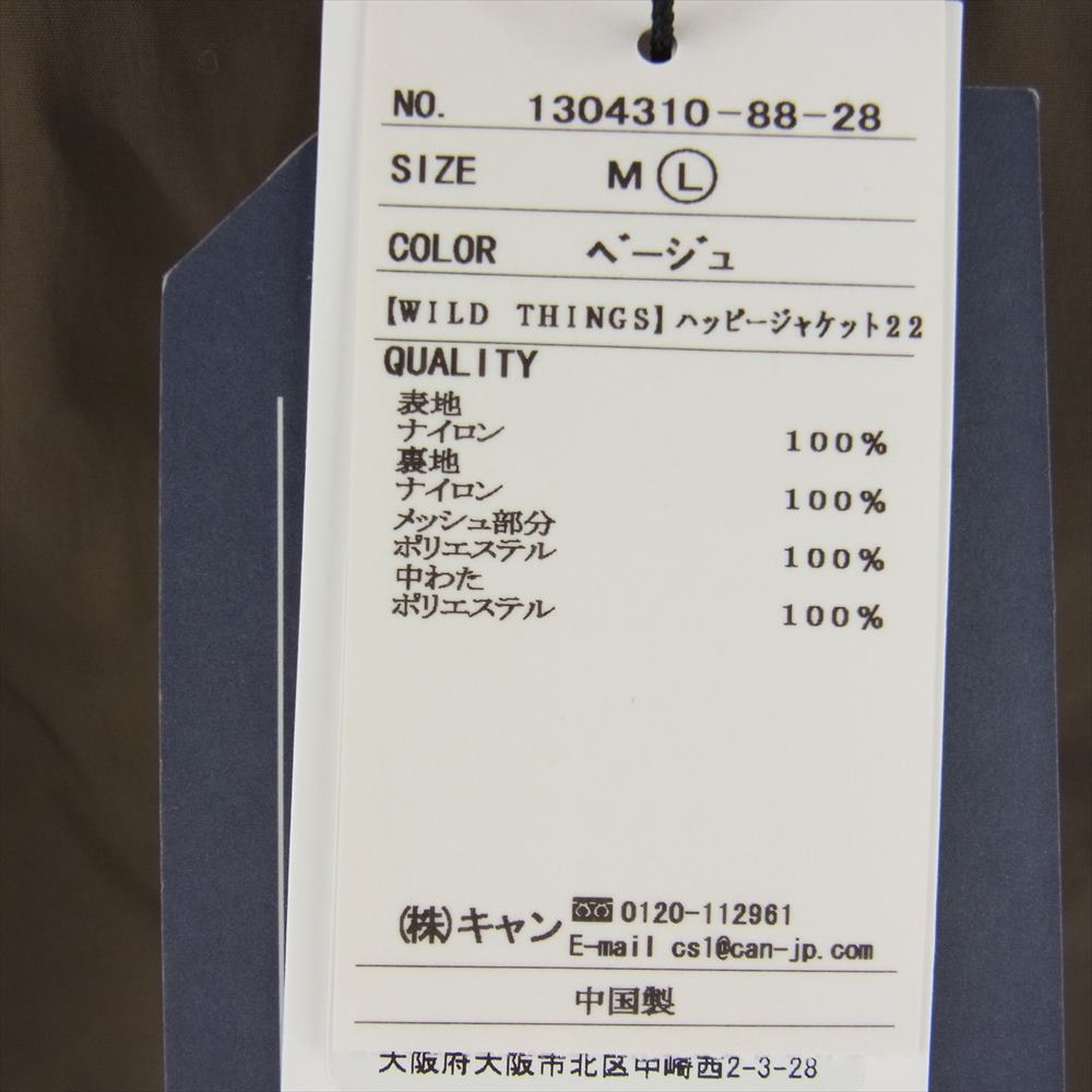 WILDTHINGS ワイルドシングス 22AW WT22106SN HAPPY JACKET 22 ハッピー ジャケット ベージュ ベージュ系 L【新古品】【未使用】【中古】