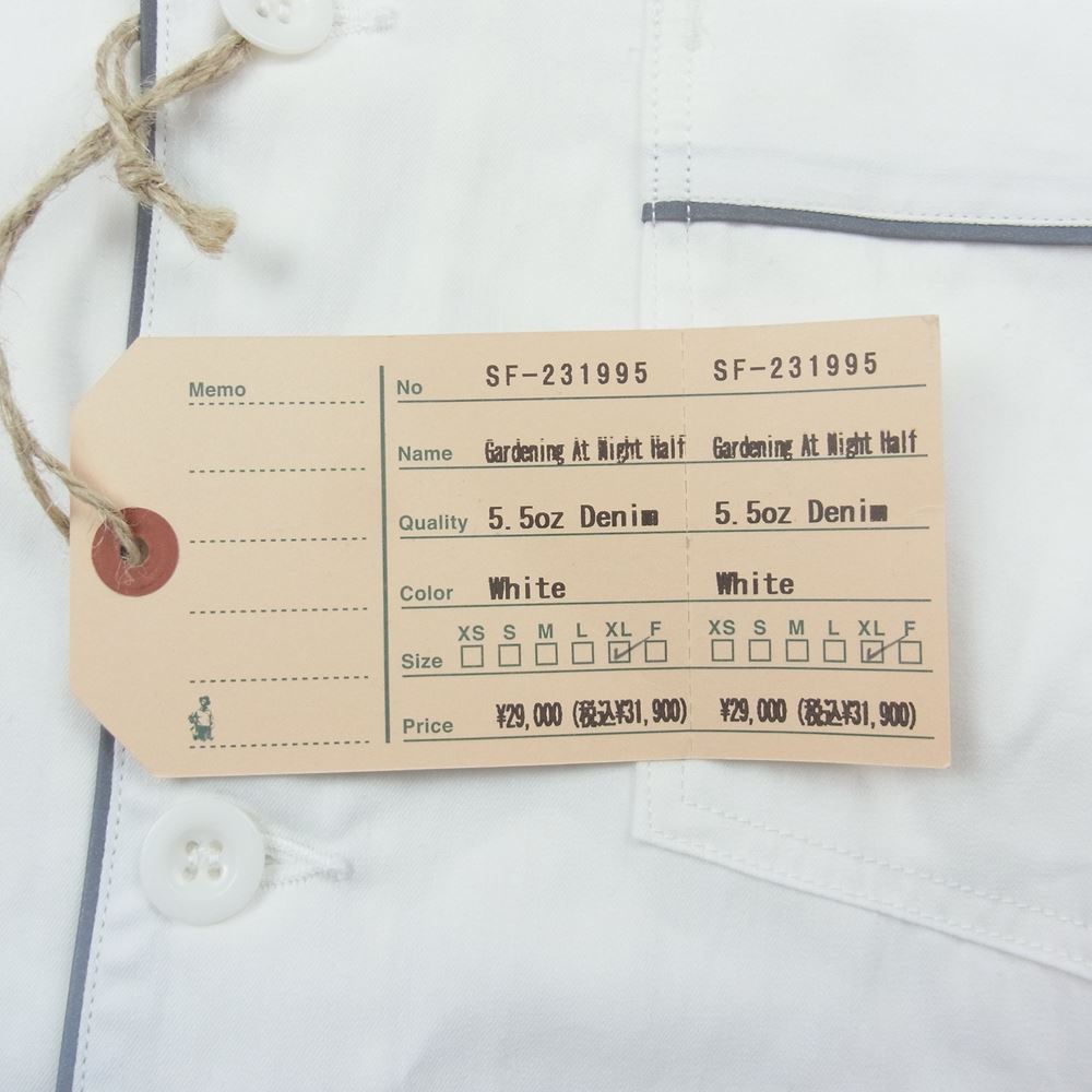 SASAFRAS ササフラス SF-231995 Gardening At Night Half 5.5oz Denim ガーデニング アット ナイト ハーフ 長袖 シャツ ホワイト系 XL【極上美品】【中古】